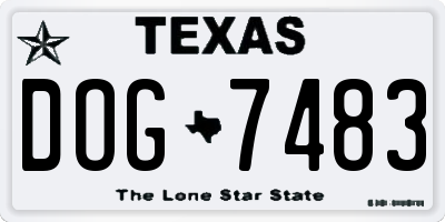 TX license plate DOG7483