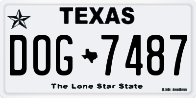 TX license plate DOG7487