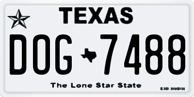 TX license plate DOG7488