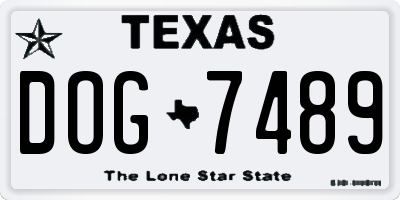 TX license plate DOG7489