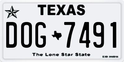 TX license plate DOG7491