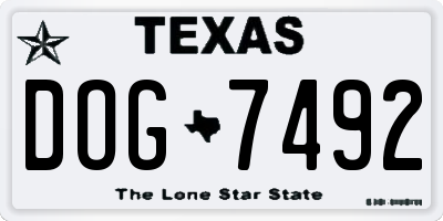 TX license plate DOG7492
