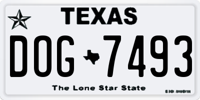 TX license plate DOG7493