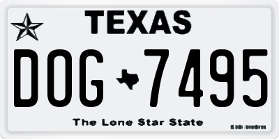 TX license plate DOG7495