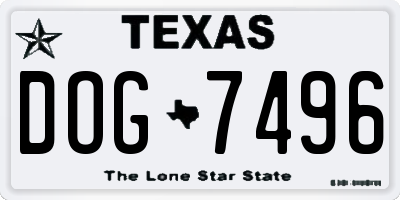 TX license plate DOG7496