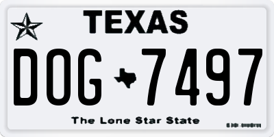 TX license plate DOG7497