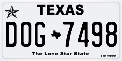 TX license plate DOG7498