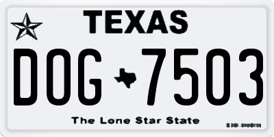 TX license plate DOG7503