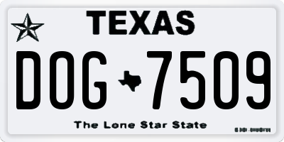 TX license plate DOG7509
