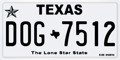 TX license plate DOG7512