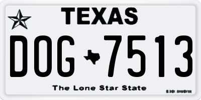 TX license plate DOG7513