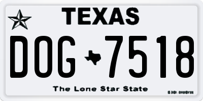 TX license plate DOG7518