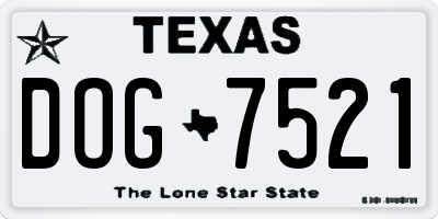 TX license plate DOG7521