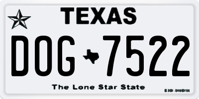 TX license plate DOG7522