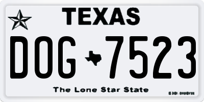 TX license plate DOG7523