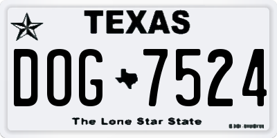 TX license plate DOG7524