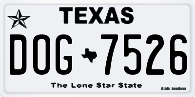 TX license plate DOG7526