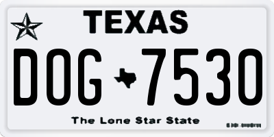 TX license plate DOG7530