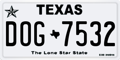 TX license plate DOG7532