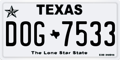 TX license plate DOG7533