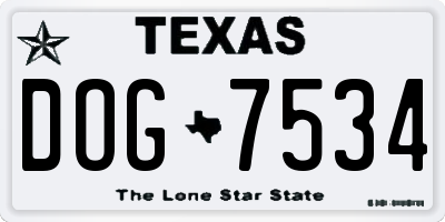 TX license plate DOG7534