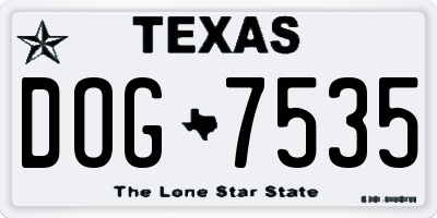 TX license plate DOG7535