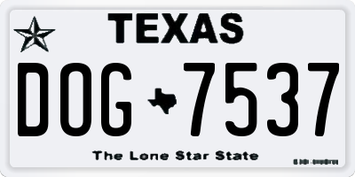 TX license plate DOG7537