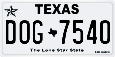 TX license plate DOG7540