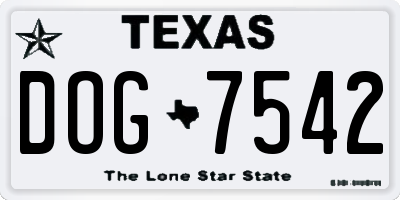 TX license plate DOG7542