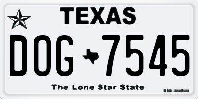 TX license plate DOG7545