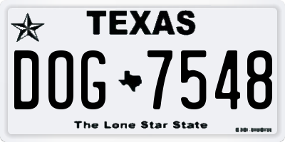 TX license plate DOG7548