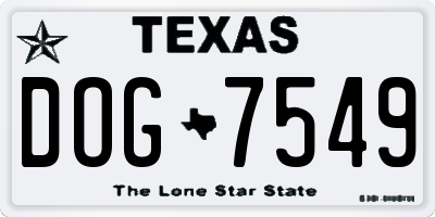 TX license plate DOG7549