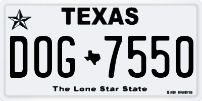 TX license plate DOG7550