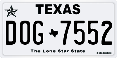 TX license plate DOG7552