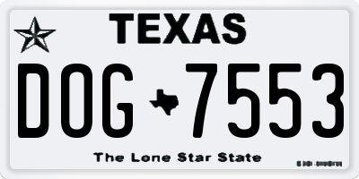 TX license plate DOG7553