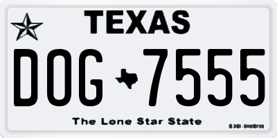 TX license plate DOG7555