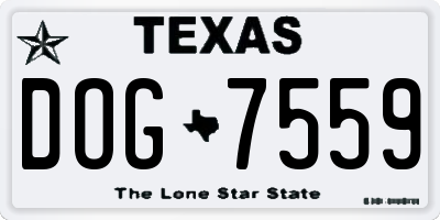 TX license plate DOG7559