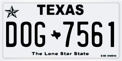 TX license plate DOG7561