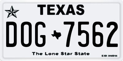 TX license plate DOG7562