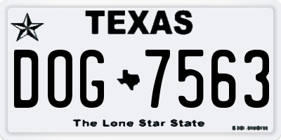TX license plate DOG7563