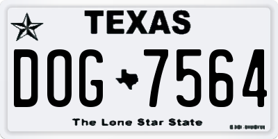 TX license plate DOG7564