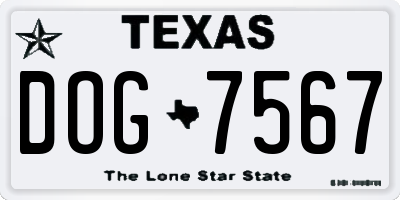 TX license plate DOG7567