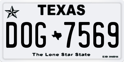 TX license plate DOG7569