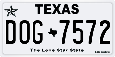 TX license plate DOG7572