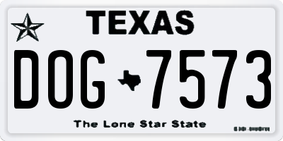 TX license plate DOG7573