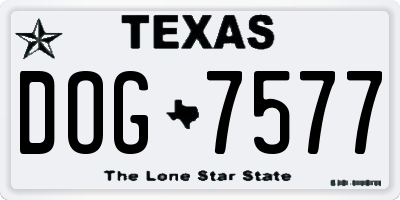 TX license plate DOG7577