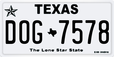 TX license plate DOG7578
