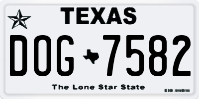 TX license plate DOG7582