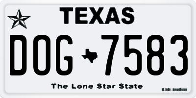 TX license plate DOG7583