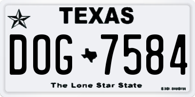 TX license plate DOG7584